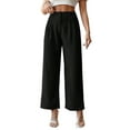 thumbnail image 1 of Women's Casual Plain Straight Leg Black Pants Petite XXS (0), 1 of 5