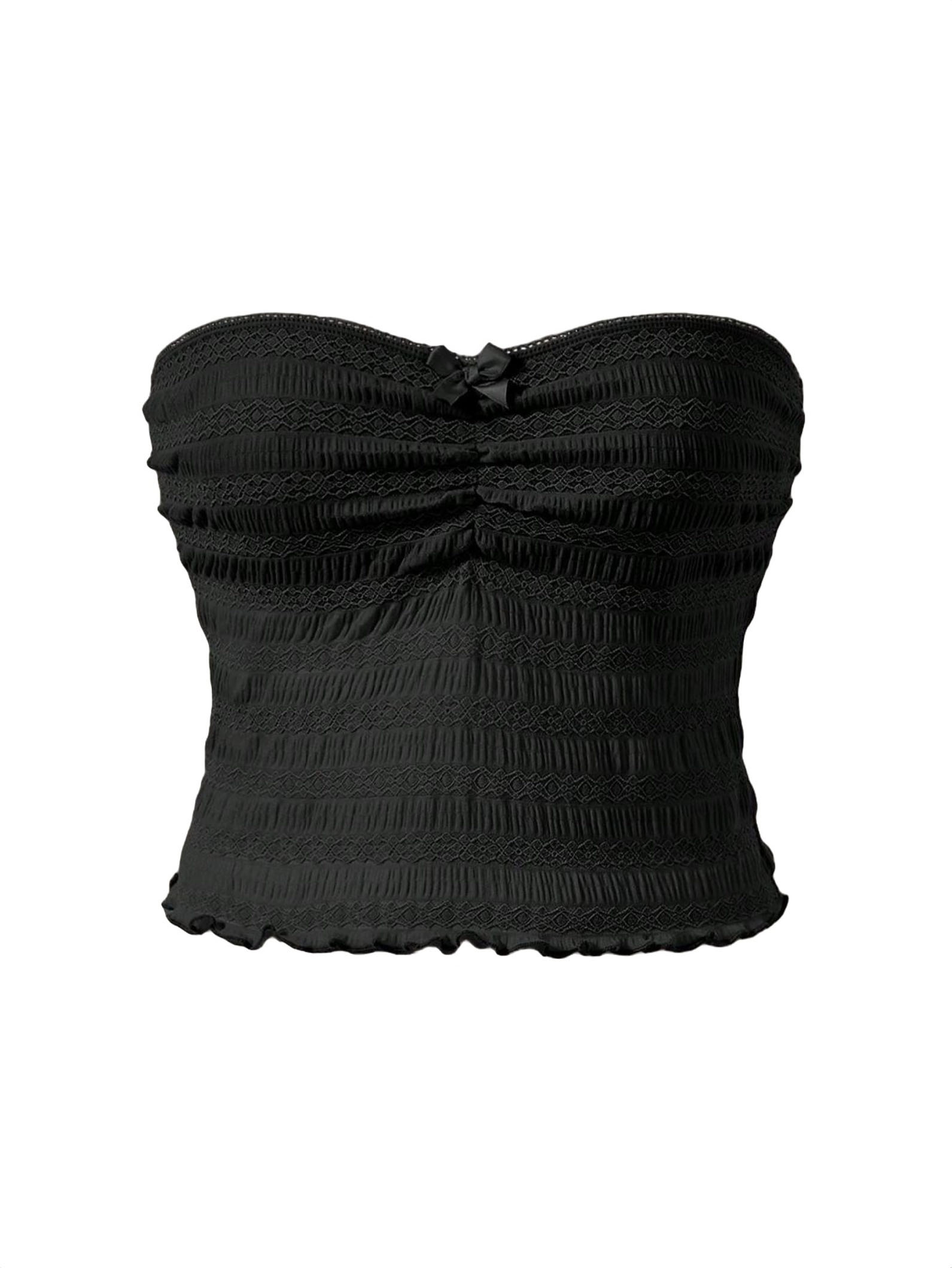 Women's Casual Plain Strapless Sleeveless Black Tops S