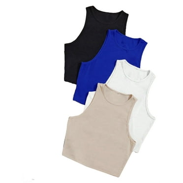 Women's Casual Plain Tank Round Neck Multicolor Tank Tops & Camis XS (2)