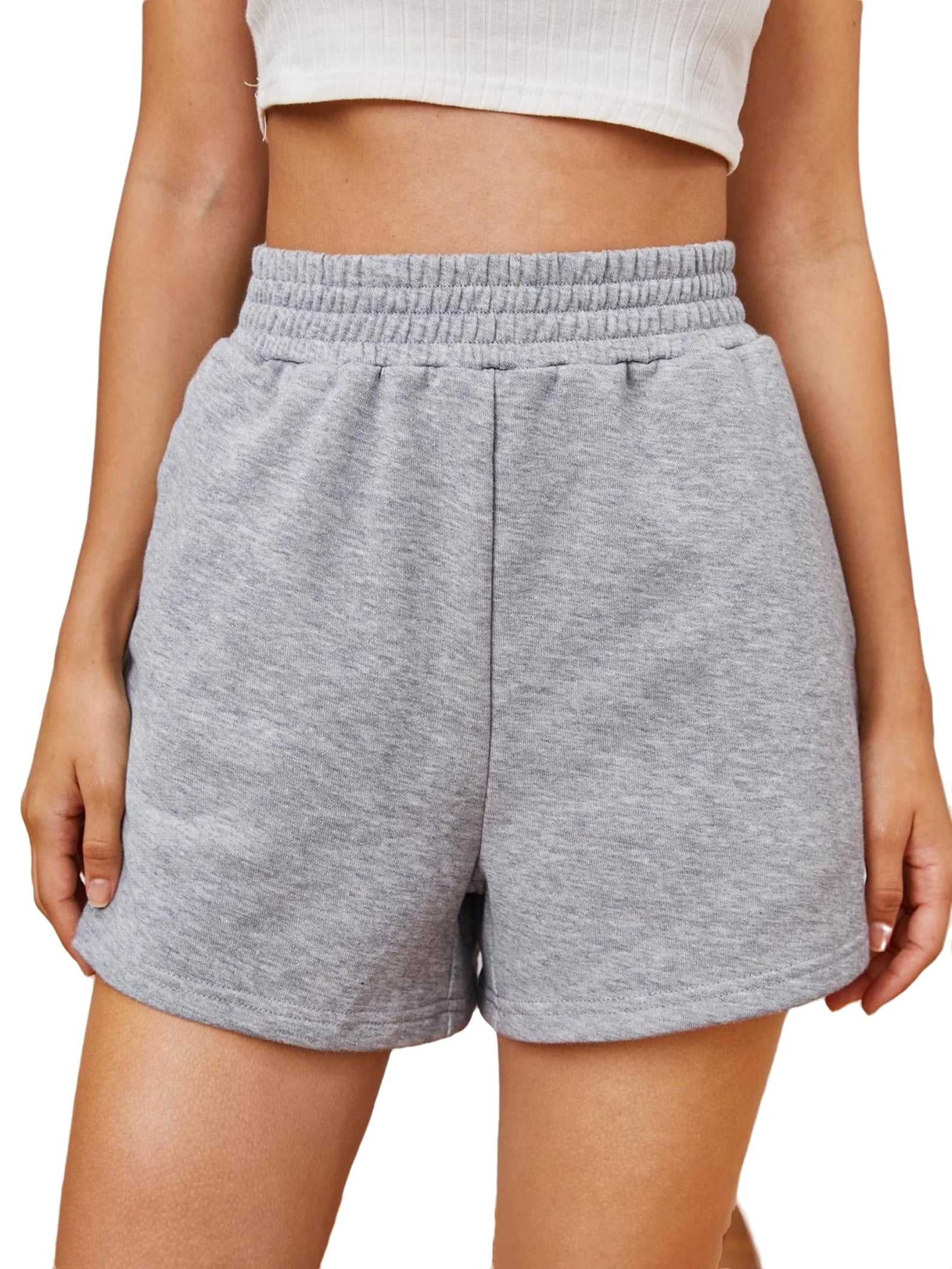 Women's Casual Plain Track Shorts Light Grey Shorts XL