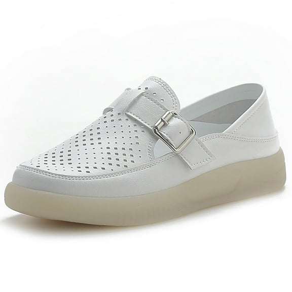 Women's Casual Platform Sneakers Ladies Hollow Breathable Flats Women's Fashion Lace Up Leather Shoes Walking Shoes