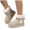 thumbnail image 1 of Women's Casual Platform Thick Soled Short Tube Height Enhancing Warm Velvet Boots Light Gray 9, 1 of 6