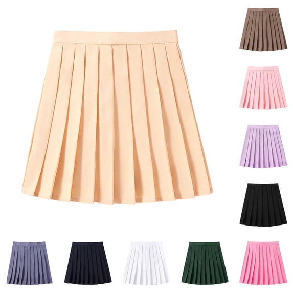 Women's Casual Pleated Skirt Versatile Skirt for Daily Wear Work Study Party Dance with Color Block Design Beach Skirt L