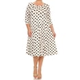 thumbnail image 1 of Women's Casual Plus Loose Fit 3/4 Sleeve Jersey Knit A-Line Big Polka Dot Midi Dress, 1 of 4