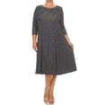 thumbnail image 1 of Women's Casual Plus Loose Fit 3/4 Sleeve Jersey Knit A-Line Polka Midi Dress, 1 of 4