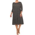 thumbnail image 1 of Women's Casual Plus Loose Fit 3/4 Sleeve Jersey Knit A-Line Polka Midi Dress, 1 of 4