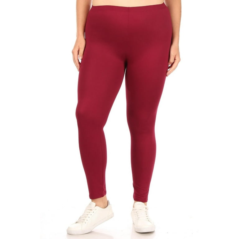 Women s Casual Plus Size Elastic Waist Band Stretch Comfy Workout Leggings Pants Made in USA