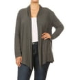 thumbnail image 1 of Women's Casual Plus Size Lightweight Soft Long Sleeves Relaxed Fit Open Front Solid Cardigan Made in USA, 1 of 4
