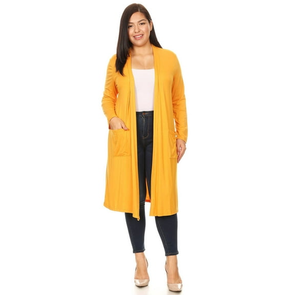 Women's Casual Plus Size Long Body Duster Cardigan with Pockets Made in USA