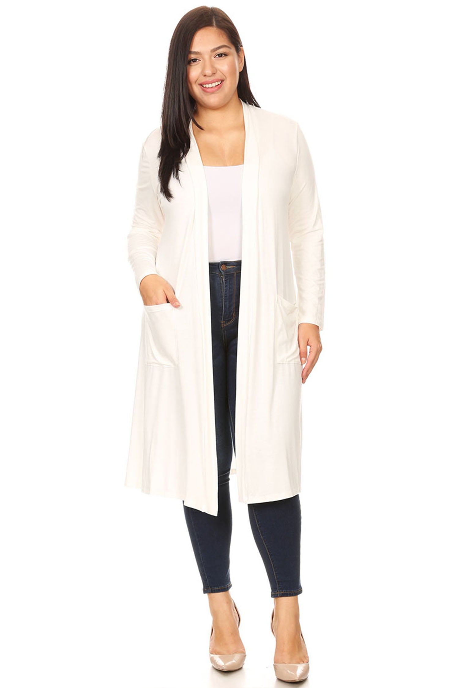 Women's Casual Plus Size Long Body Duster Cardigan with Pockets Made in ...