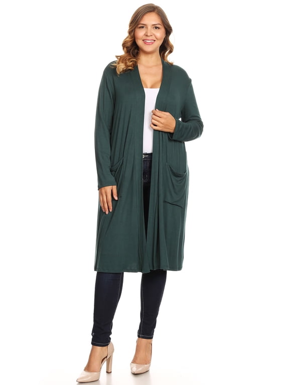 Women's Casual Plus Size Long Body Duster Cardigan with Pockets