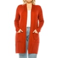 thumbnail image 1 of Women's Casual Plus Size Long Sleeve Loose Fit Solid Open Cardigan with Side Pockets, 1 of 6