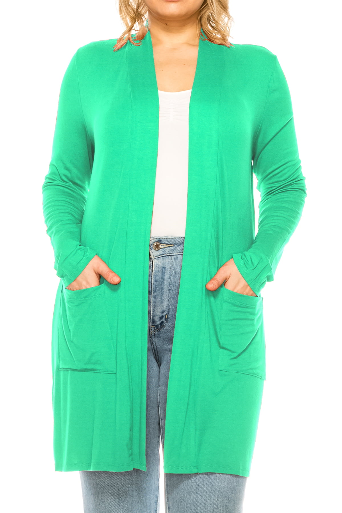 Plus Size Open Front Comfy Loose Fit Lightweight Casual Solid Long Cardigan V5611 $12Each