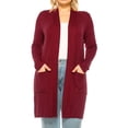 thumbnail image 1 of Women's Casual Plus Size Long Sleeve Loose Fit Solid Open Cardigan with Side Pockets, 1 of 6