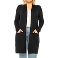 thumbnail image 1 of Women's Casual Plus Size Long Sleeve Loose Fit Solid Open Cardigan with Side Pockets, 1 of 6