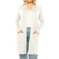 thumbnail image 1 of Women's Casual Plus Size Long Sleeve Loose Fit Solid Open Cardigan with Side Pockets, 1 of 6