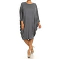 thumbnail image 1 of Women's Casual Plus Size Loose Fit Long Sleeve Dolman Style Midi Dress, 1 of 4