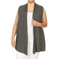 thumbnail image 1 of Women's Plus Size Open Front Sleeveless Vest Loose Fit Casual Solid Office Wear, 1 of 4