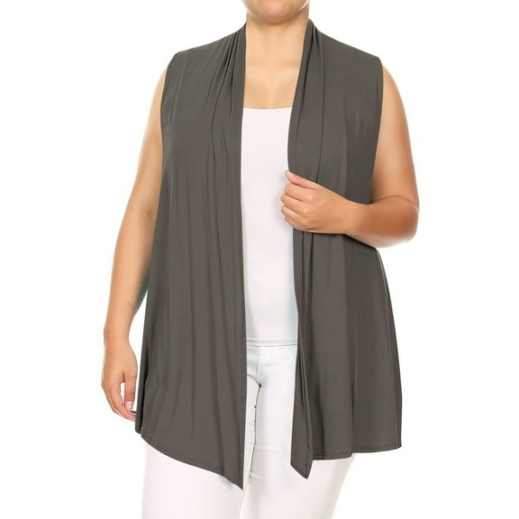 Women's Plus Size Open Front Sleeveless Vest Loose Fit Casual Solid Office Wear