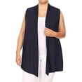 thumbnail image 1 of Women's Casual Plus Size Open Front Loose Fit Casual Solid Sleeveless Vest Made in USA, 1 of 4