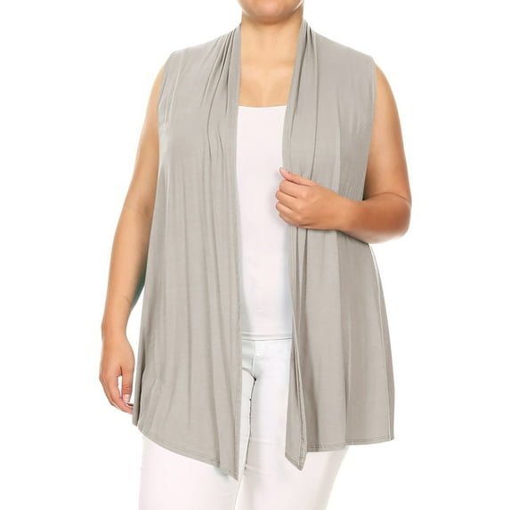 Women's Plus Size Open Front Sleeveless Vest Loose Fit Casual Solid Office Wear