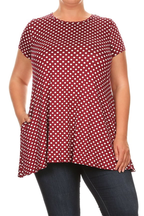Women's Casual Plus Size Polka Dot Blouse Tunic Top Shirt