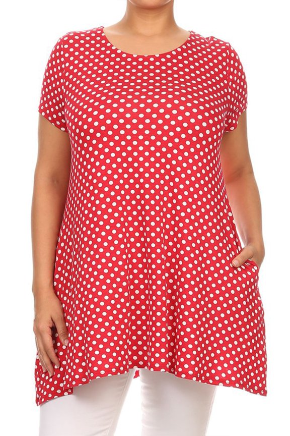 Women's Casual Plus Size Polka Dot Blouse Tunic Top Shirt