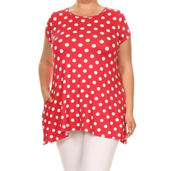 Women's Casual Plus Size Polka Dot Blouse Tunic Top Shirt
