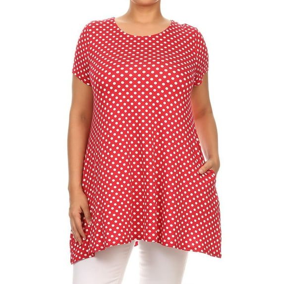 Women's Casual Plus Size Polka Dot Blouse Tunic Top Shirt