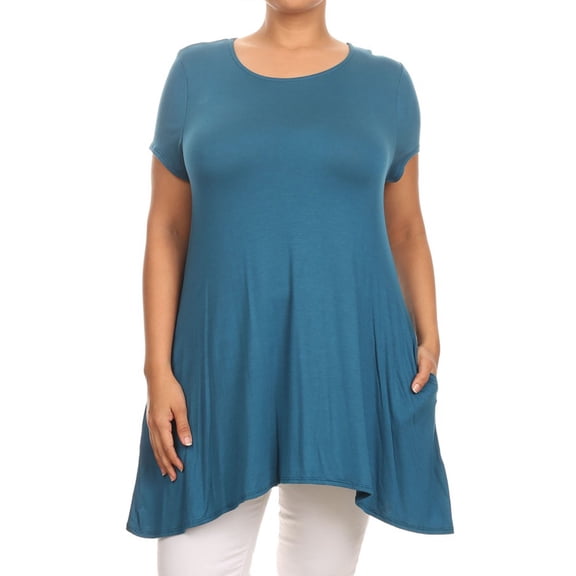 Women's Casual Plus Size Solid Color Blouse Tunic Top Shirt
