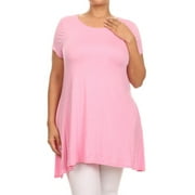 PLUSSIZEHOUSE Women's Casual Plus Size Solid Color Blouse Tunic Top Shirt