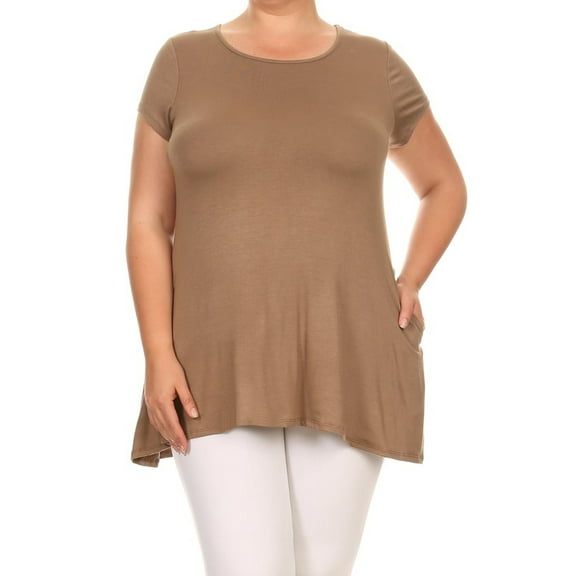 Women's Casual Plus Size Solid Color Blouse Tunic Top Shirt