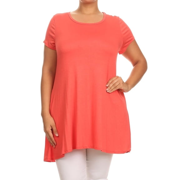 Women's Casual Plus Size Solid Color Blouse Tunic Top Shirt