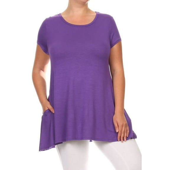 Women's Casual Plus Size Solid Color Blouse Tunic Top Shirt