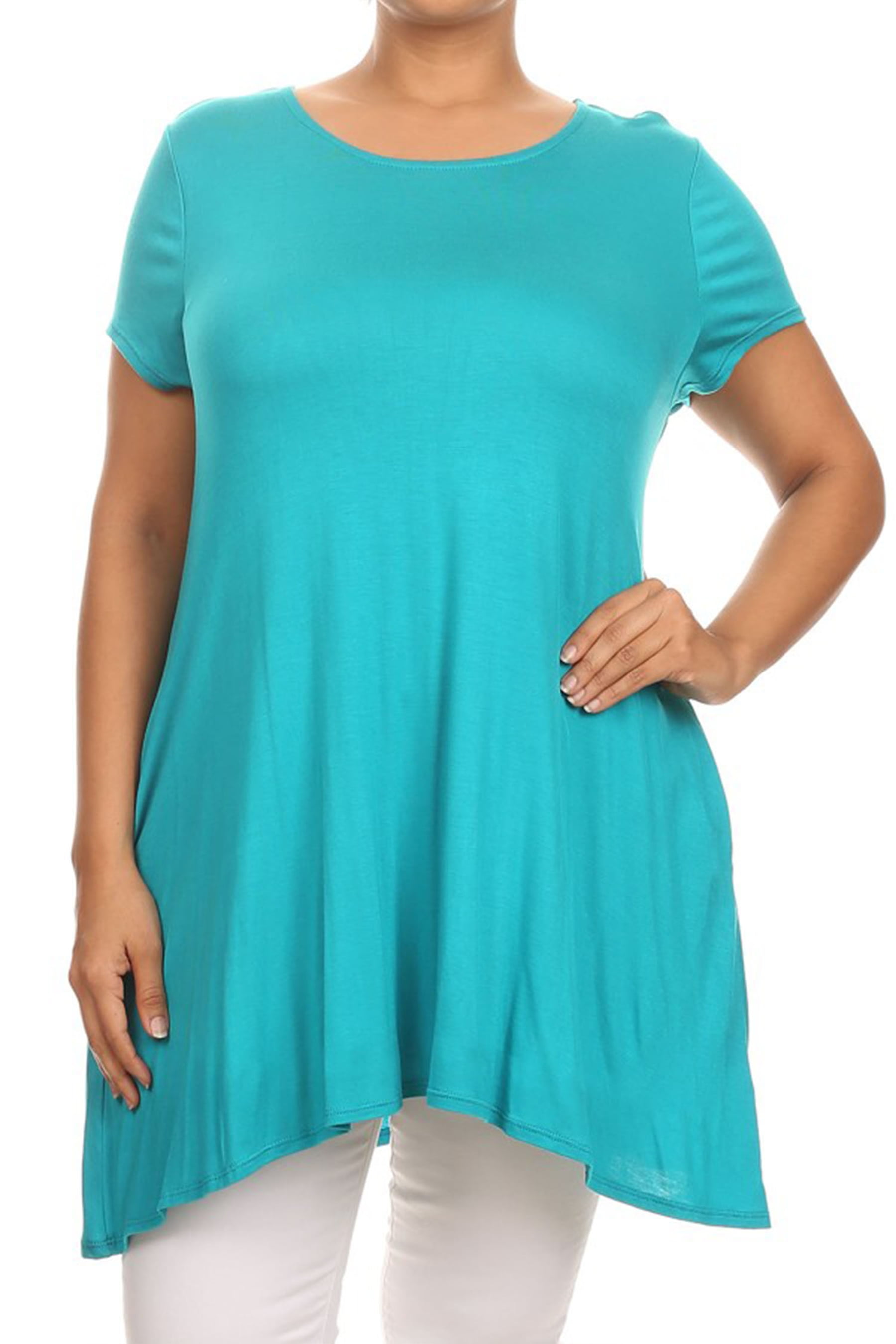 Women's Casual Plus Size Solid Color Blouse Tunic Top Shirt - Walmart.com