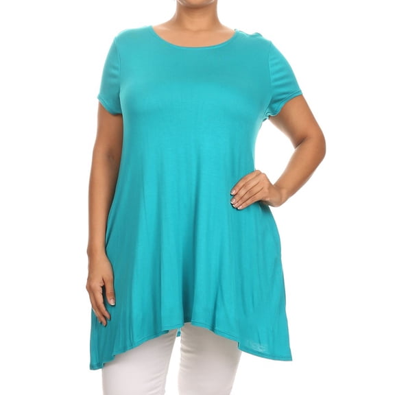 Women's Casual Plus Size Solid Color Blouse Tunic Top Shirt