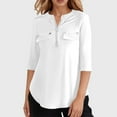 thumbnail image 1 of Women's Casual Pocket Zippered 3/4 Sleeve T Shirt Stylish And Functional Lightweight Workout Shirts Women Women's Tees Womens Workout Women Casual Shirts Summer Workout Clothes Women Woman Tee Shirt, 1 of 4