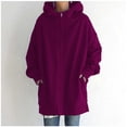 thumbnail image 1 of Women's Casual Pockets Hoodies Warm Zip Up Fleece Sweatshirt Long Hoodie Jacket Coat, 1 of 2