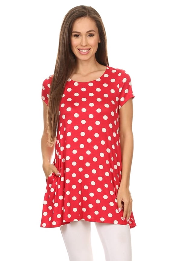 Women's Casual Polka Dot Blouse Tunic Top Shirt