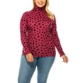 thumbnail image 1 of Women's Casual Polka Dot Printed Ribbed Long Sleeve Turtleneck, 1 of 4