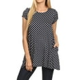 thumbnail image 1 of Women's Casual Polka Dot Short Sleeve Round Neck Tunic Tops with Side Pockets, 1 of 6