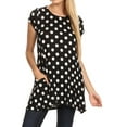thumbnail image 1 of Women's Casual Polka Dot Short Sleeve Round Neck Tunic Tops with Side Pockets, 1 of 6