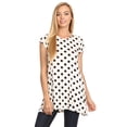 thumbnail image 1 of Women's Casual Polka Dot short sleeve side pocket tunic top, 1 of 4