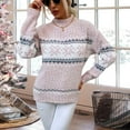 thumbnail image 1 of Women’s Casual Print Knitted Pullover Sweaters Christmas Snowflakes Crew Neck Jumper Tops Holiday Vacation Tops (Pink M), 1 of 8