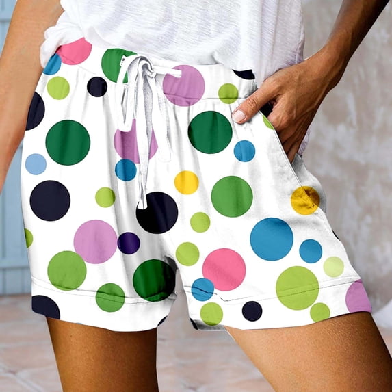 Women's Casual Print Pocket Loose Lace Up High Waisted Sports Shorts Short Pants for Women Pajama Shorts Women Padded Cycling Shorts Women Womens Shorts Denim Yoga Shorts Women Silk Pajamas for Women