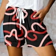 thumbnail image 1 of Women's Casual Print Pocket Loose Lace Up High Waisted Sports Shorts Womens Snow Pants Short Length Womens Exercise Shorts High Waist Shorts for Women Summer Biking Shorts Women Scalloped Shorts for, 1 of 3