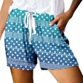 thumbnail image 1 of Women's Casual Print Pocket Loose Lace Up High Waisted Sports Shorts, 1 of 2
