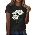 thumbnail image 1 of Women's Casual Print Pullover Shirt Round Neck Short Sleeve Blouse Under $5, 1 of 3