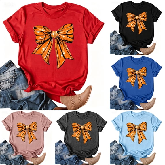 Women's Casual Printed Crew Neck Short Sleeve T-Shirt Soft Breathable Summer Top