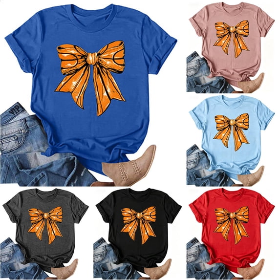 Women's Casual Printed Crew Neck Short Sleeve T-Shirt Soft Breathable Summer Top